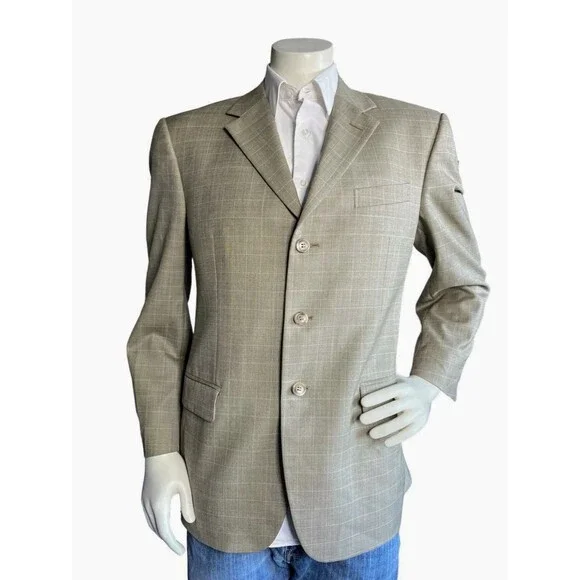 Ermenegildo Zegna x Gritti Men's 40S Blazer Windowpane Single Breasted 3 Button